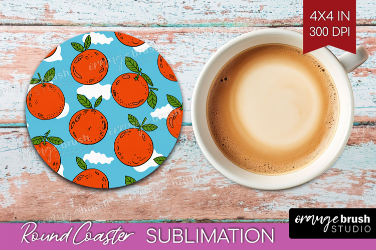 Summer Fruit Round Coaster - Fruit Coaster PNG Sublimation