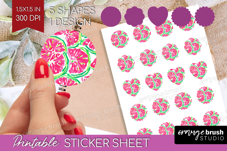 Fruit Round Sticker - Summer Printable Sticker Sheet
