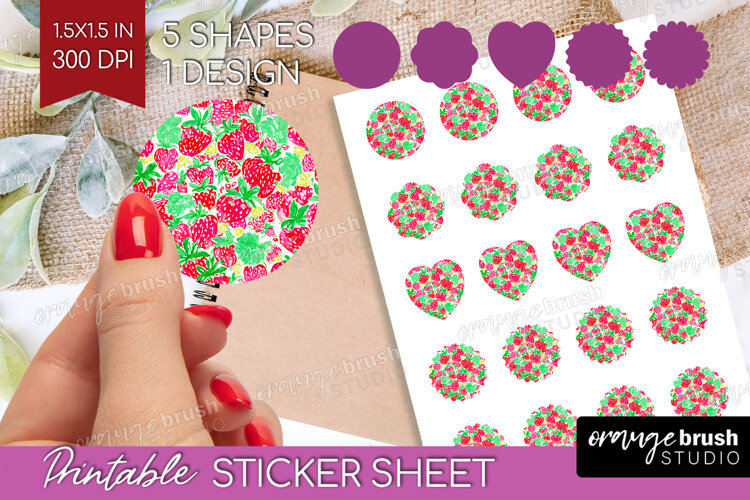 Fruit Round Sticker - Summer Printable Sticker Sheet example image 1