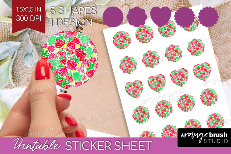 Fruit Round Sticker - Summer Printable Sticker Sheet