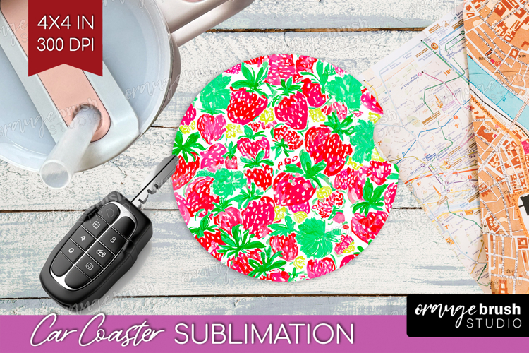 Fruit Car Coaster - Summer Coaster PNG Sublimation