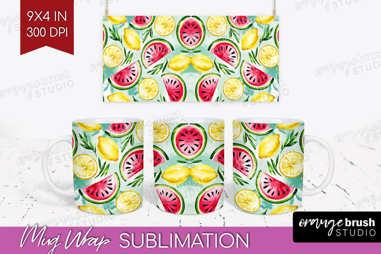 Summer Fruit Mug Wrap - Fruit Mug PNG Sublimation