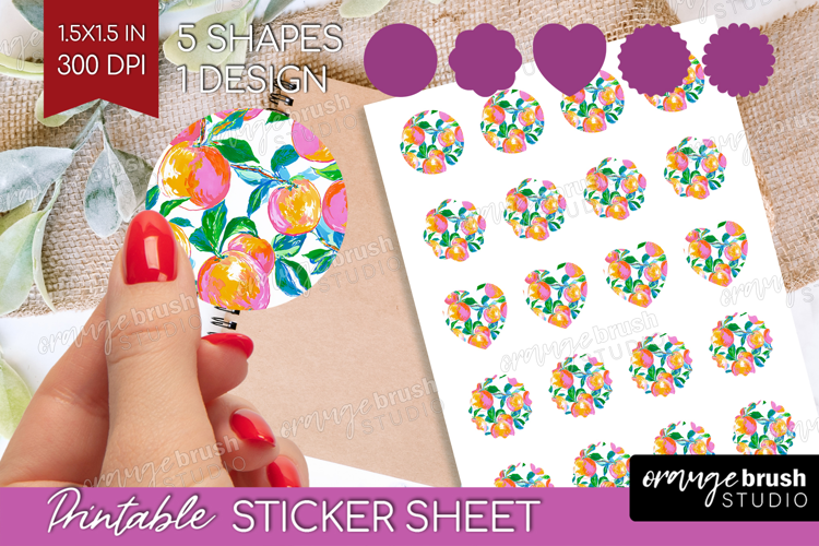 Fruit Round Sticker - Summer Printable Sticker Sheet