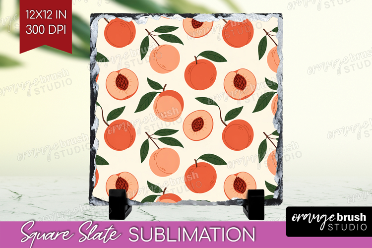 Summer Fruit Slate PNG - Fruit Square Slate Sublimation
