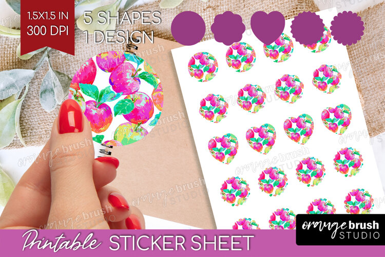 Fruit Round Sticker - Summer Printable Sticker Sheet example image 1