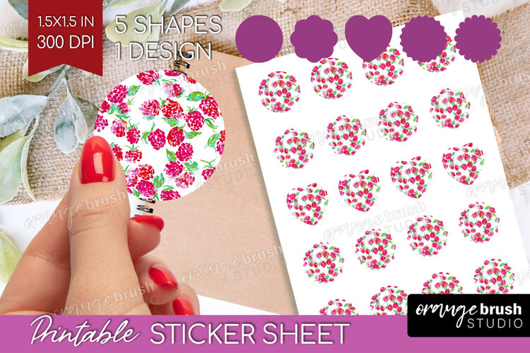 Fruit Round Sticker - Summer Printable Sticker Sheet example image 1