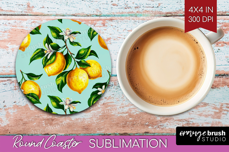 Summer Fruit Round Coaster - Fruit Coaster PNG Sublimation