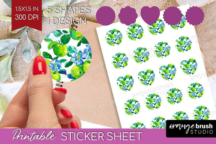Fruit Round Sticker - Summer Printable Sticker Sheet example image 1