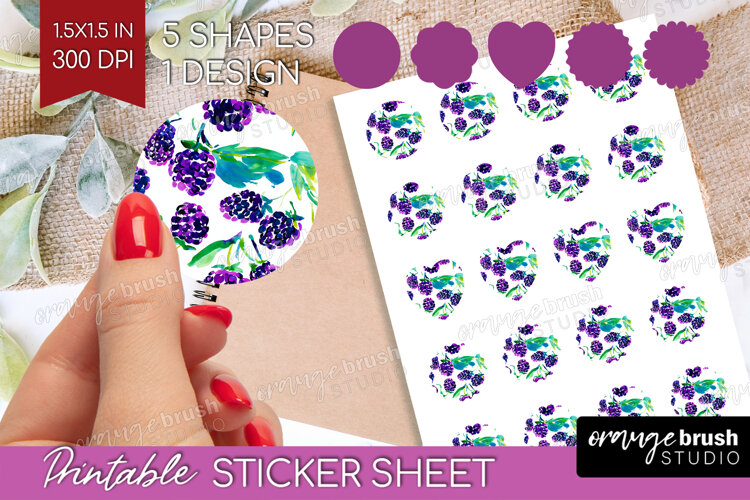 Fruit Round Sticker - Summer Printable Sticker Sheet example image 1
