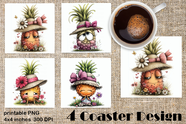 Summer fruits and berries square coaster, Whimsical
