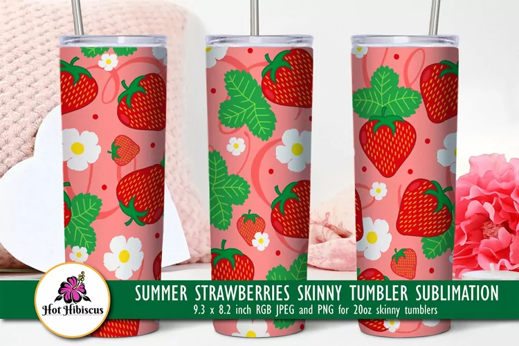 Summer Strawberries Seamless Strawberry Tumbler Sublimation