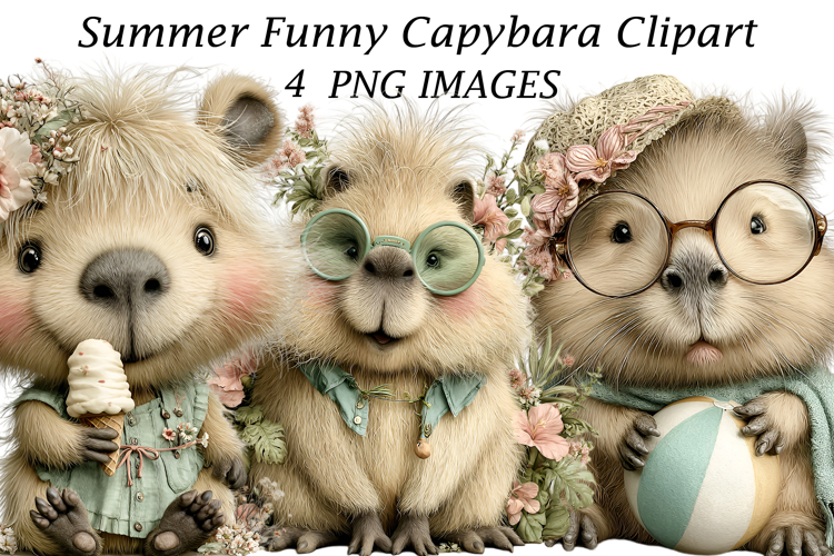 Summer Funny Capybara Clipart