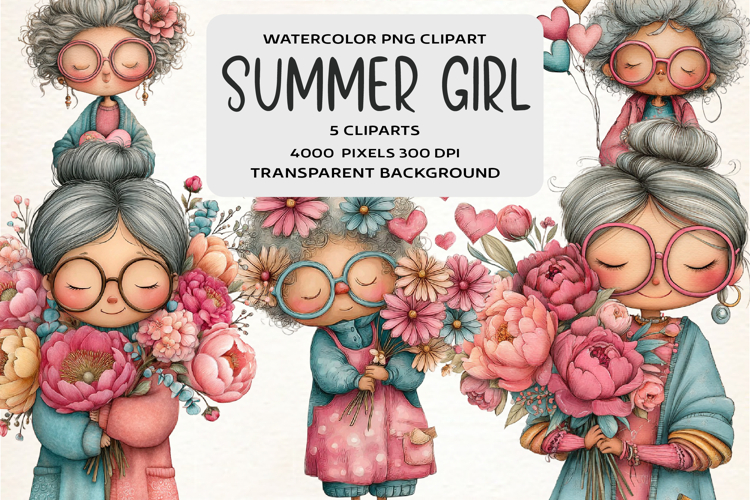 Summer Funny Girl Clipart