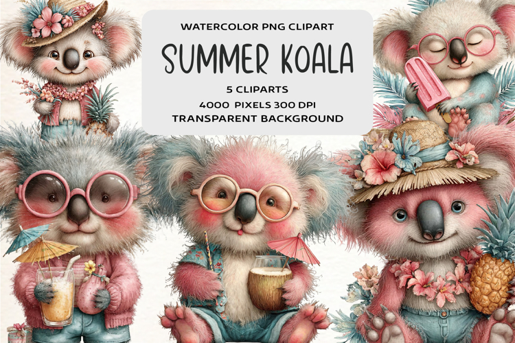 Summer Funny Koala Clipart