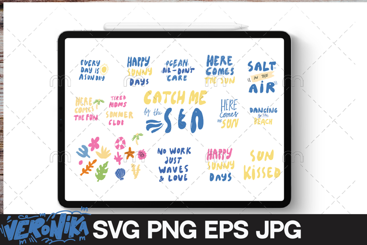 Summer SVG cut file bundle. Summer elements and quotes