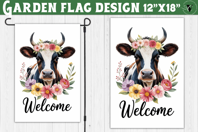 Summer Cow Garden flag | Welcome Floral Design