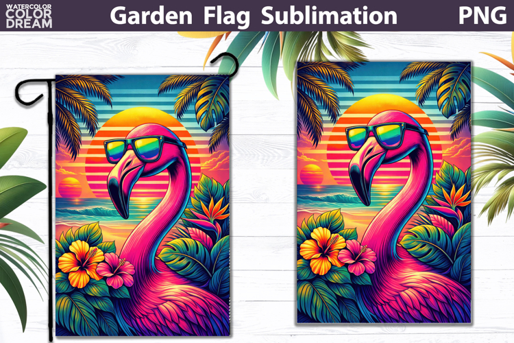 Flamingo Garden Flag | Tropical Floral Sunset