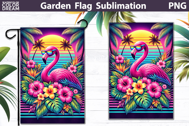 Flamingo Floral Garden Flag | Retro Tropical Bloom