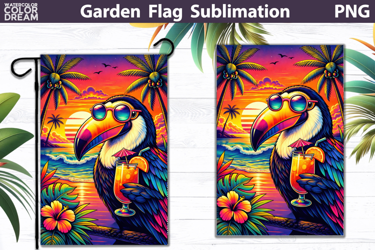Tropical Toucan Cocktail Flag | Sunset Beach Vibes