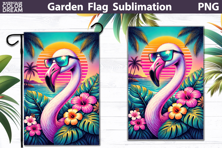 Flamingo Portrait Garden Flag | Tropical Sunset Glow