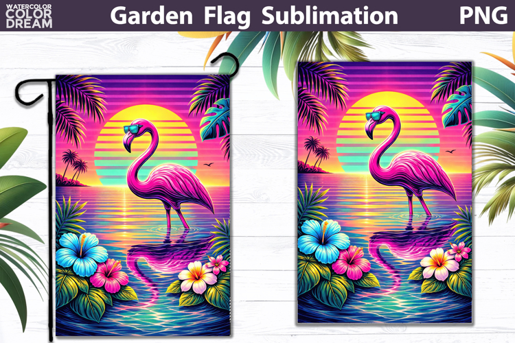 Flamingo Beach Garden Flag | Tropical Summer Floral