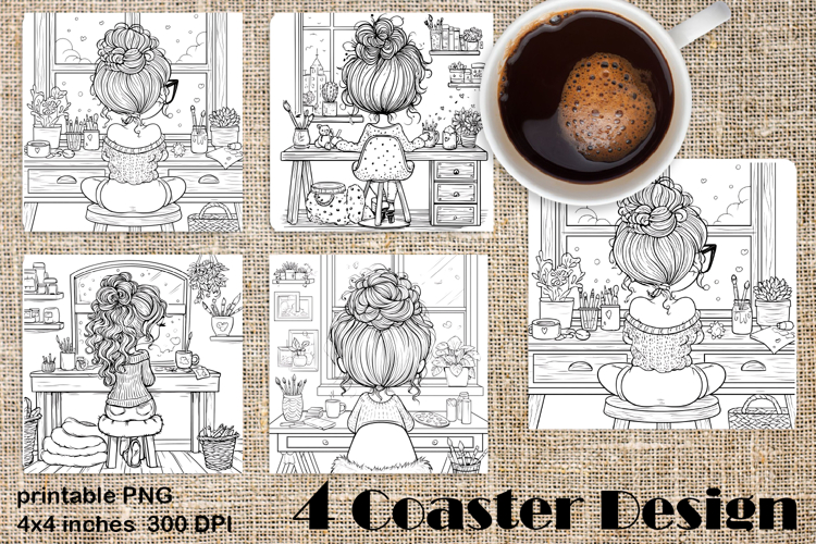 Summer girls Coaster Design |Coloring pages