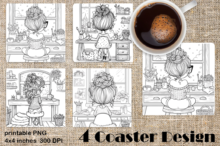 Summer girls Coaster Design |Coloring pages