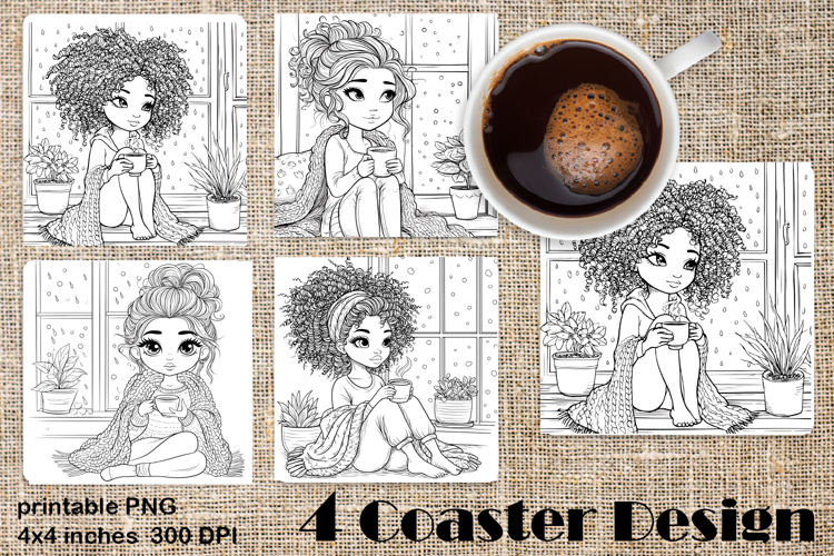 Summer girls Coaster Design |Coloring pages