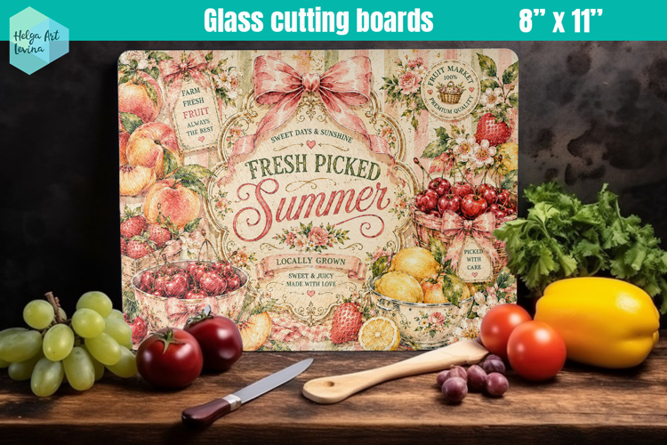 Summer fruit Glass Cutting Boards Kitchen