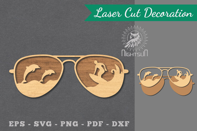 Summer Glasses Laser Cut Decoration example image 1