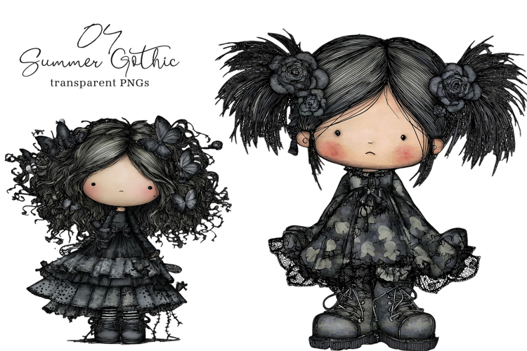 Summer Gothic Beach Girls Clipart