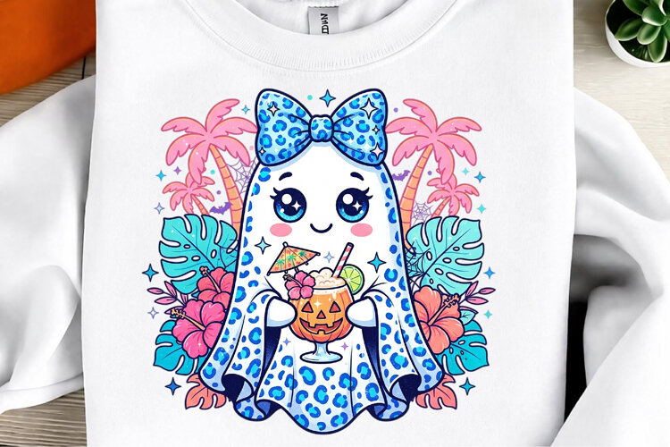 Summer Halloween Ghost Tropical PNG example image 1