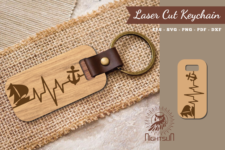 Summer Heartbeat Laser Cut Keychain SVG