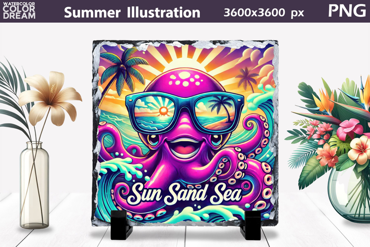 Cute Octopus Summer Clipart | Beach Sublimation