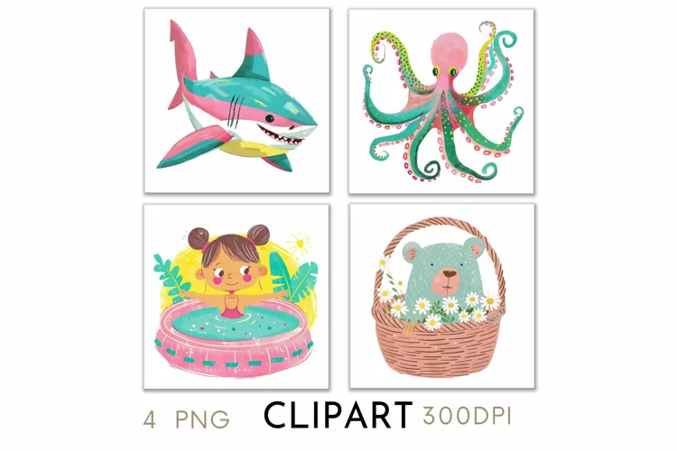 Summer Illustrations Watercolor Clipart PNG