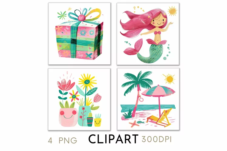 Summer Illustrations Watercolor Clipart PNG