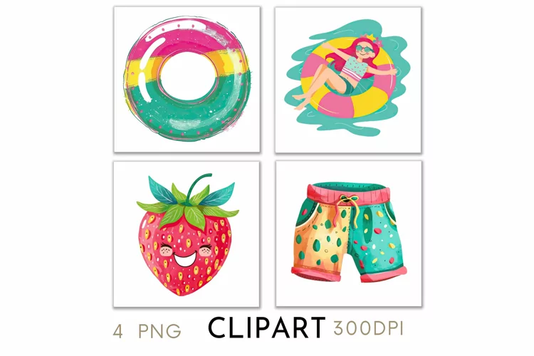Summer Illustrations Watercolor Clipart PNG