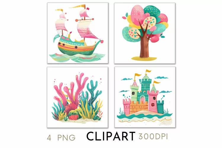 Summer Illustrations Watercolor Clipart PNG