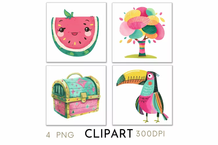 Summer Illustrations Watercolor Clipart PNG
