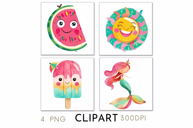 Summer Illustrations Watercolor Clipart PNG