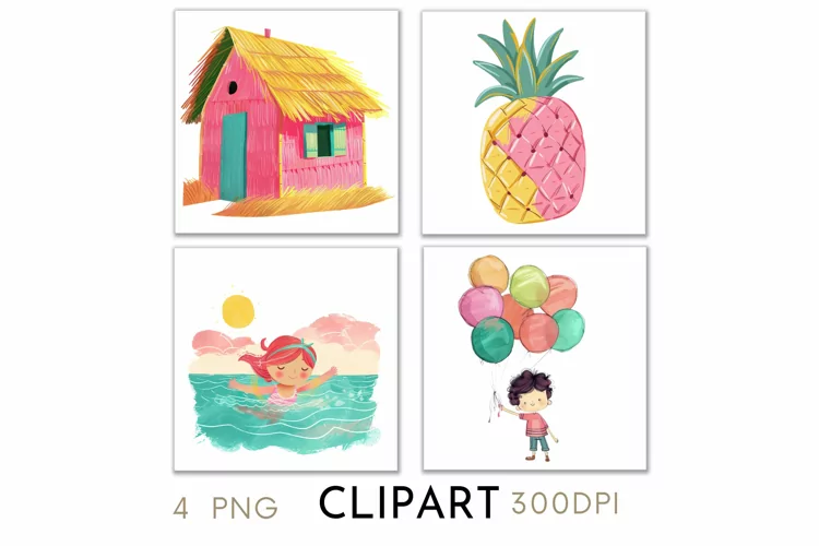 Summer Illustrations Watercolor Clipart PNG