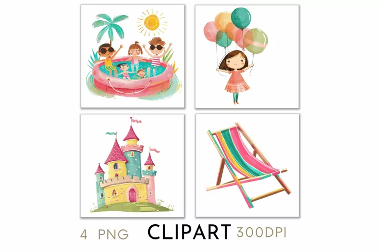 Summer Illustrations Watercolor Clipart PNG