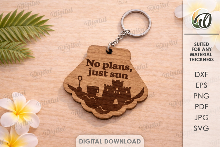Summer Keychain Laser Cut. Summer Keyring SVG