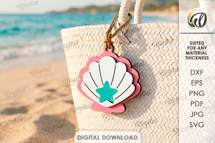3D Summer Keychain Laser Cut. Summer Keyring SVG example image 1