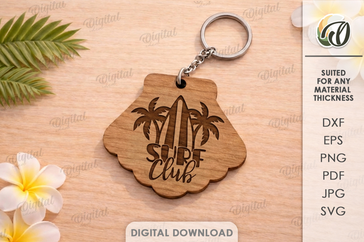Summer Keychain Laser Cut. Summer Keyring SVG