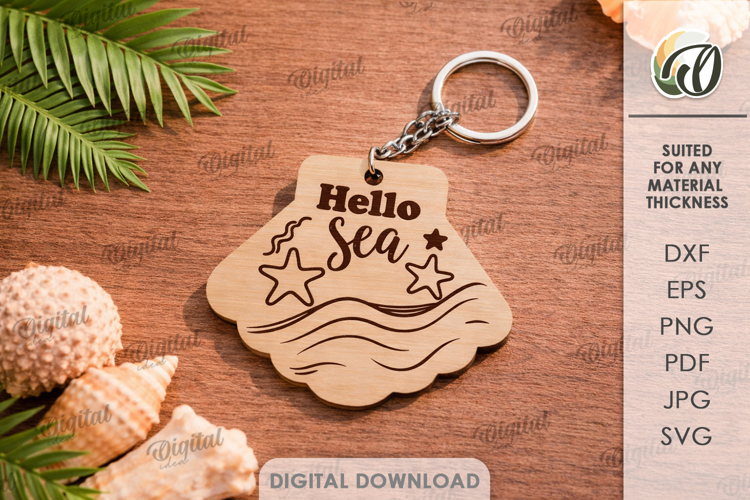 Summer Keychain Laser Cut. Summer Keyring SVG
