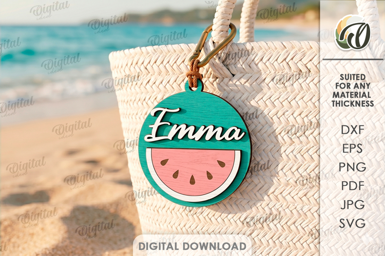 3D Summer Keychain Laser Cut. Summer Keyring SVG