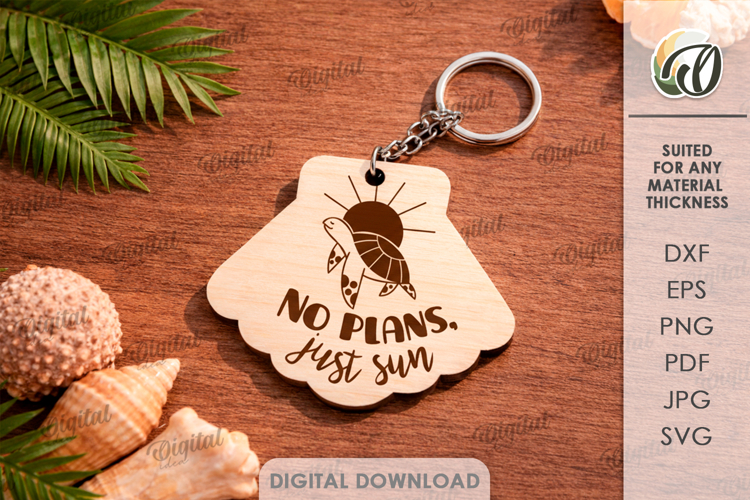 Summer Keychain Laser Cut. Summer Keyring SVG