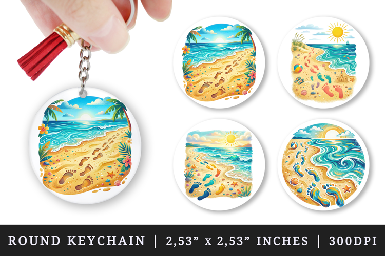 Summer round keychain pintable sublimation design png