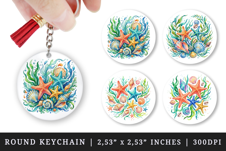 Summer round keychain pintable sublimation design png